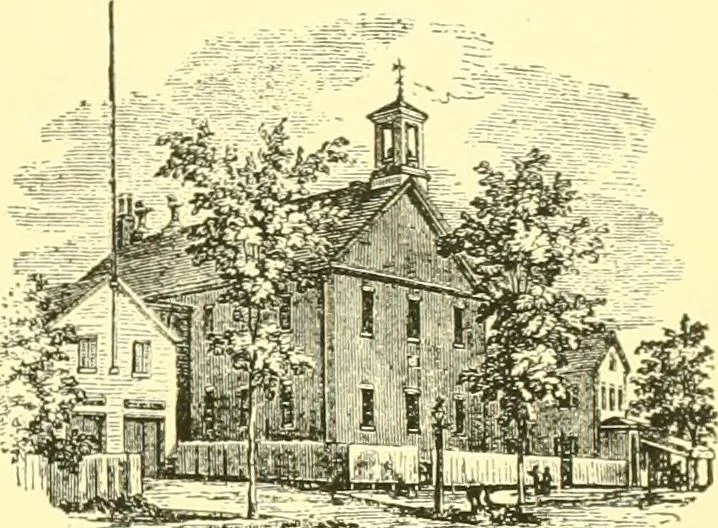 An illustration from A half century of Boston's building. The construction of buildings, the enactment of building laws and ordinances, sanitary laws, the ancient and modern building, building statistics, Boston's valuation, a chapter of Boston's big fire, fire losses, public lands account, prominent architects, contractors and builders, building materials and their source of supply inspection of buildings, the building and plumbing associations, 1895, leaf 40