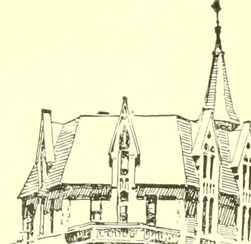 An illustration from A half century of Boston's building. The construction of buildings, the enactment of building laws and ordinances, sanitary laws, the ancient and modern building, building statistics, Boston's valuation, a chapter of Boston's big fire, fire losses, public lands account, prominent architects, contractors and builders, building materials and their source of supply inspection of buildings, the building and plumbing associations, 1895, leaf 477