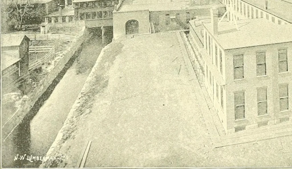 An illustration from A half century of Boston's building. The construction of buildings, the enactment of building laws and ordinances, sanitary laws, the ancient and modern building, building statistics, Boston's valuation, a chapter of Boston's big fire, fire losses, public lands account, prominent architects, contractors and builders, building materials and their source of supply inspection of buildings, the building and plumbing associations, 1895, leaf 509