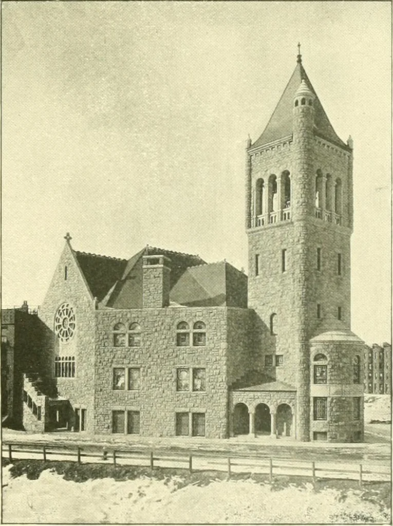 An illustration from A half century of Boston's building. The construction of buildings, the enactment of building laws and ordinances, sanitary laws, the ancient and modern building, building statistics, Boston's valuation, a chapter of Boston's big fire, fire losses, public lands account, prominent architects, contractors and builders, building materials and their source of supply inspection of buildings, the building and plumbing associations, 1895, leaf 520