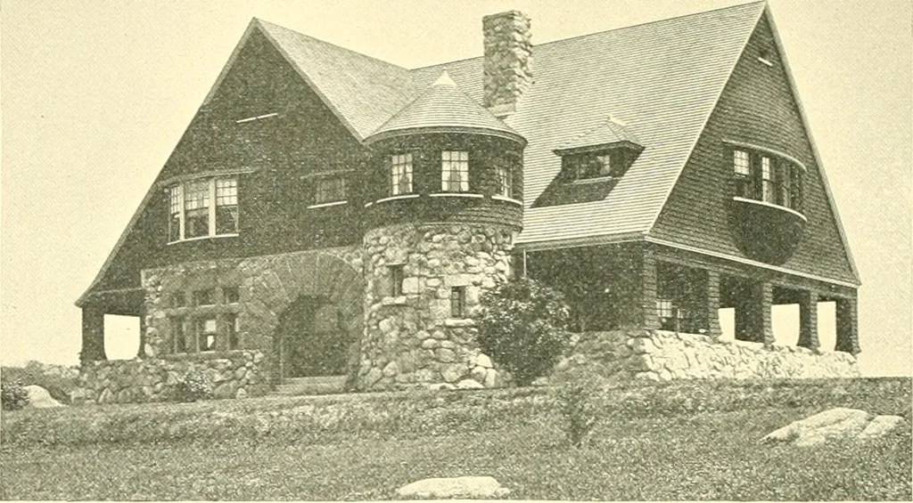 An illustration from A half century of Boston's building. The construction of buildings, the enactment of building laws and ordinances, sanitary laws, the ancient and modern building, building statistics, Boston's valuation, a chapter of Boston's big fire, fire losses, public lands account, prominent architects, contractors and builders, building materials and their source of supply inspection of buildings, the building and plumbing associations, 1895, leaf 523