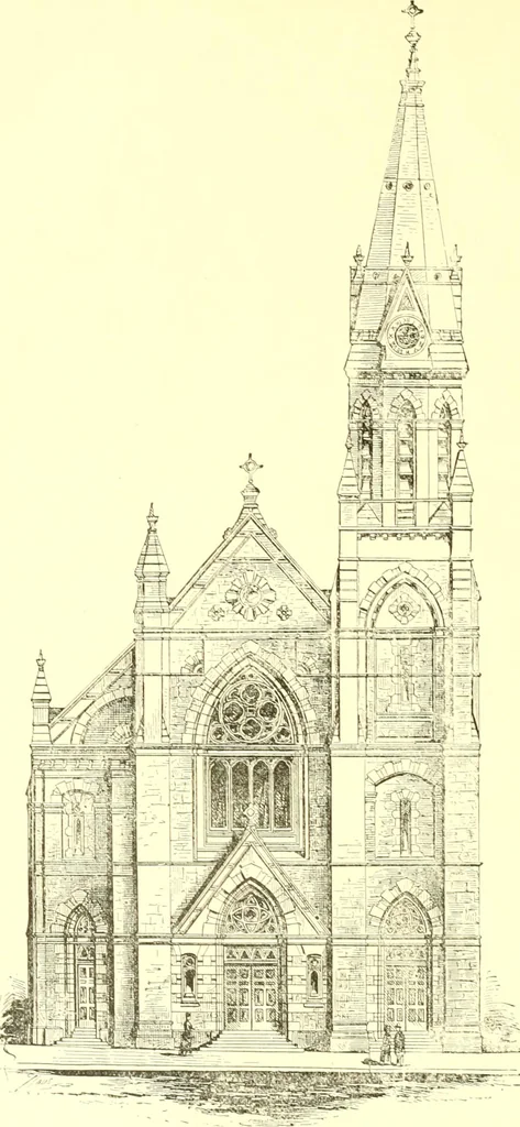 An illustration from A half century of Boston's building. The construction of buildings, the enactment of building laws and ordinances, sanitary laws, the ancient and modern building, building statistics, Boston's valuation, a chapter of Boston's big fire, fire losses, public lands account, prominent architects, contractors and builders, building materials and their source of supply inspection of buildings, the building and plumbing associations, 1895, leaf 533