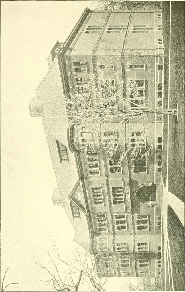 An illustration from A half century of Boston's building. The construction of buildings, the enactment of building laws and ordinances, sanitary laws, the ancient and modern building, building statistics, Boston's valuation, a chapter of Boston's big fire, fire losses, public lands account, prominent architects, contractors and builders, building materials and their source of supply inspection of buildings, the building and plumbing associations, 1895, leaf 553