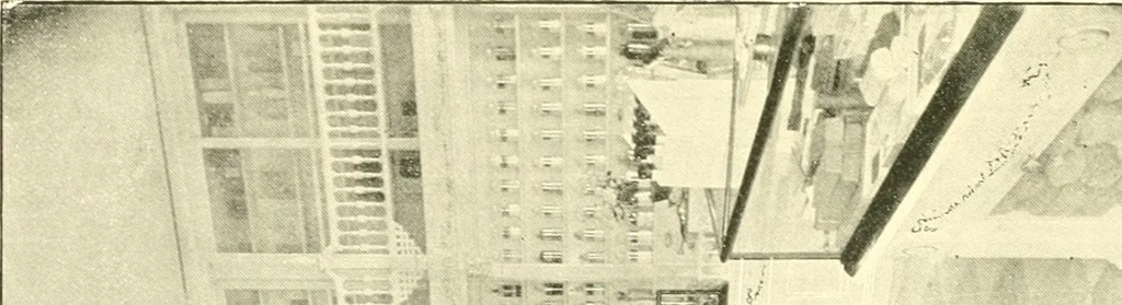 An illustration from A half century of Boston's building. The construction of buildings, the enactment of building laws and ordinances, sanitary laws, the ancient and modern building, building statistics, Boston's valuation, a chapter of Boston's big fire, fire losses, public lands account, prominent architects, contractors and builders, building materials and their source of supply inspection of buildings, the building and plumbing associations, 1895, leaf 575