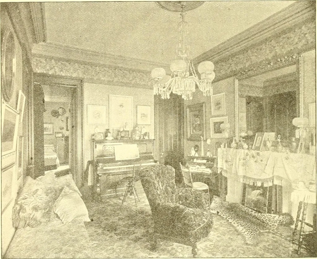 An illustration from A half century of Boston's building. The construction of buildings, the enactment of building laws and ordinances, sanitary laws, the ancient and modern building, building statistics, Boston's valuation, a chapter of Boston's big fire, fire losses, public lands account, prominent architects, contractors and builders, building materials and their source of supply inspection of buildings, the building and plumbing associations, 1895, leaf 577