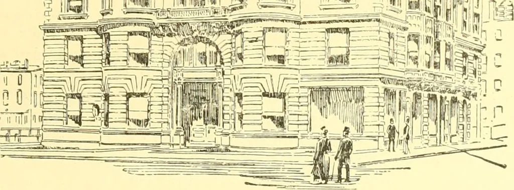 An illustration from A half century of Boston's building. The construction of buildings, the enactment of building laws and ordinances, sanitary laws, the ancient and modern building, building statistics, Boston's valuation, a chapter of Boston's big fire, fire losses, public lands account, prominent architects, contractors and builders, building materials and their source of supply inspection of buildings, the building and plumbing associations, 1895, leaf 596