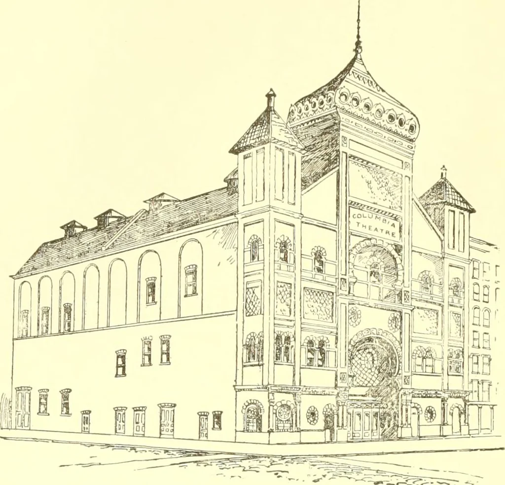 An illustration from A half century of Boston's building. The construction of buildings, the enactment of building laws and ordinances, sanitary laws, the ancient and modern building, building statistics, Boston's valuation, a chapter of Boston's big fire, fire losses, public lands account, prominent architects, contractors and builders, building materials and their source of supply inspection of buildings, the building and plumbing associations, 1895, leaf 63