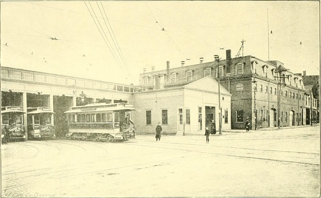 An illustration from A half century of Boston's building. The construction of buildings, the enactment of building laws and ordinances, sanitary laws, the ancient and modern building, building statistics, Boston's valuation, a chapter of Boston's big fire, fire losses, public lands account, prominent architects, contractors and builders, building materials and their source of supply inspection of buildings, the building and plumbing associations, 1895, leaf 639