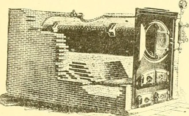 An illustration from A half century of Boston's building. The construction of buildings, the enactment of building laws and ordinances, sanitary laws, the ancient and modern building, building statistics, Boston's valuation, a chapter of Boston's big fire, fire losses, public lands account, prominent architects, contractors and builders, building materials and their source of supply inspection of buildings, the building and plumbing associations, 1895, leaf 98