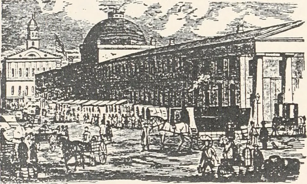 An illustration from A half century of Boston's building : the construction of buildings, the enactment of building laws and ordinances, sanitary laws, the ancient and modern building, building statistics, Boston's valuation, a chapter of Boston's big fire, fire losses, public lands account, prominent architects, contractors and builders, building materials and their source of supply, inspection of buildings, the building and plumbing associations, 1895, leaf 10