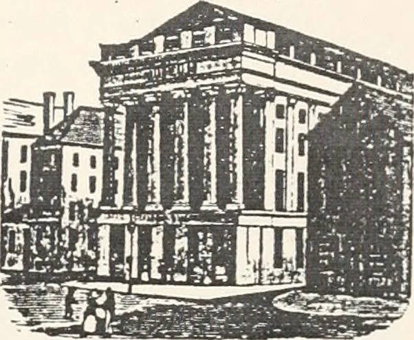 An illustration from A half century of Boston's building : the construction of buildings, the enactment of building laws and ordinances, sanitary laws, the ancient and modern building, building statistics, Boston's valuation, a chapter of Boston's big fire, fire losses, public lands account, prominent architects, contractors and builders, building materials and their source of supply, inspection of buildings, the building and plumbing associations, 1895, leaf 11