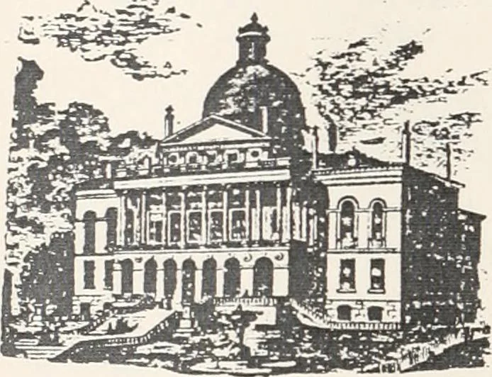 An illustration from A half century of Boston's building : the construction of buildings, the enactment of building laws and ordinances, sanitary laws, the ancient and modern building, building statistics, Boston's valuation, a chapter of Boston's big fire, fire losses, public lands account, prominent architects, contractors and builders, building materials and their source of supply, inspection of buildings, the building and plumbing associations, 1895, leaf 14
