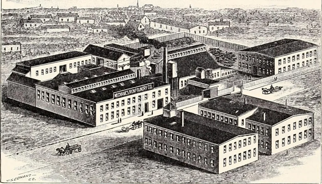 An illustration from A half century of Boston's building : the construction of buildings, the enactment of building laws and ordinances, sanitary laws, the ancient and modern building, building statistics, Boston's valuation, a chapter of Boston's big fire, fire losses, public lands account, prominent architects, contractors and builders, building materials and their source of supply, inspection of buildings, the building and plumbing associations, 1895, leaf 141
