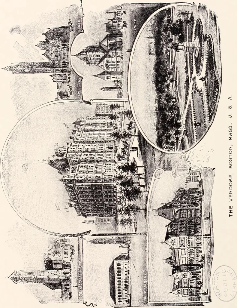 An illustration from A half century of Boston's building : the construction of buildings, the enactment of building laws and ordinances, sanitary laws, the ancient and modern building, building statistics, Boston's valuation, a chapter of Boston's big fire, fire losses, public lands account, prominent architects, contractors and builders, building materials and their source of supply, inspection of buildings, the building and plumbing associations, 1895, leaf 150