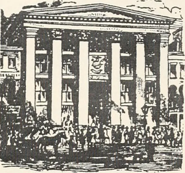 An illustration from A half century of Boston's building : the construction of buildings, the enactment of building laws and ordinances, sanitary laws, the ancient and modern building, building statistics, Boston's valuation, a chapter of Boston's big fire, fire losses, public lands account, prominent architects, contractors and builders, building materials and their source of supply, inspection of buildings, the building and plumbing associations, 1895, leaf 17