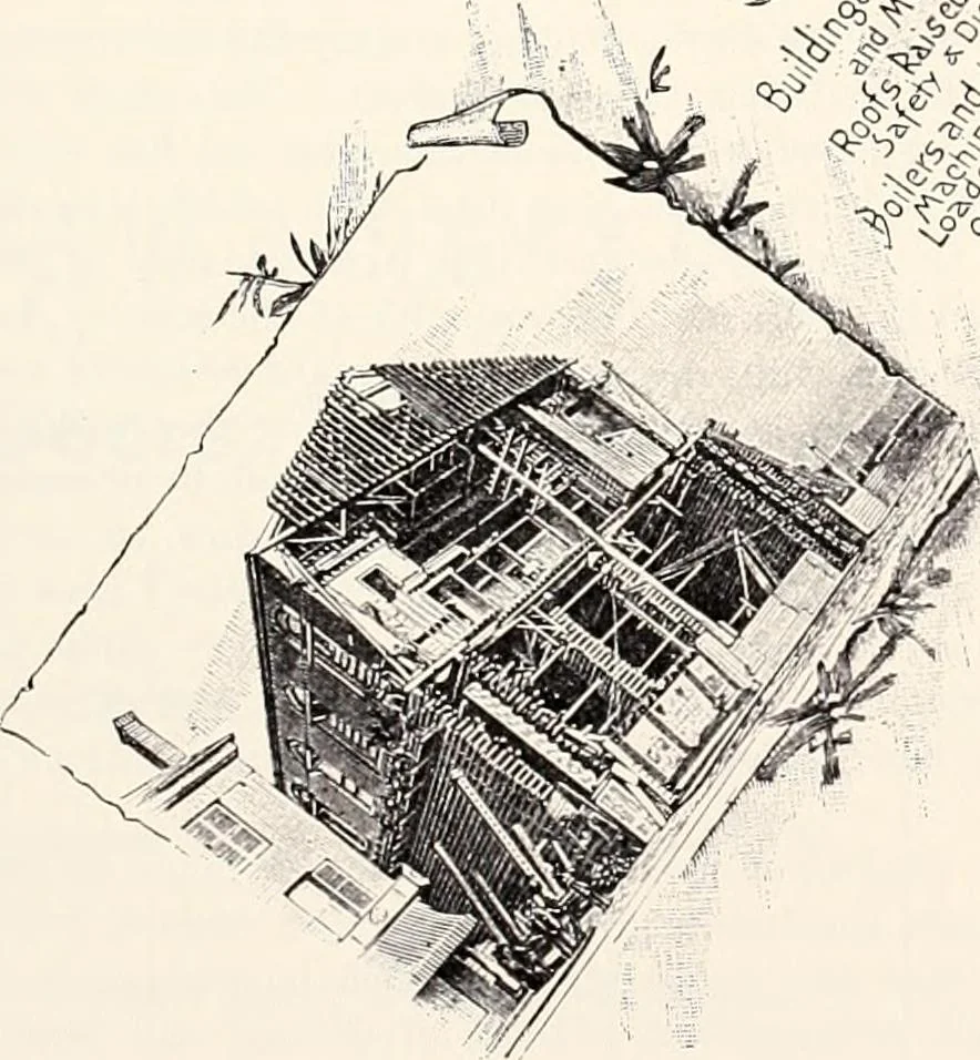 An illustration from A half century of Boston's building : the construction of buildings, the enactment of building laws and ordinances, sanitary laws, the ancient and modern building, building statistics, Boston's valuation, a chapter of Boston's big fire, fire losses, public lands account, prominent architects, contractors and builders, building materials and their source of supply, inspection of buildings, the building and plumbing associations, 1895, leaf 175