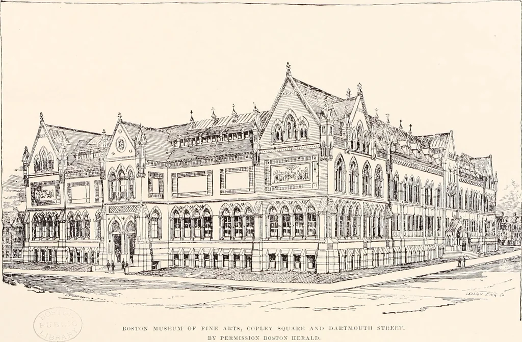 An illustration from A half century of Boston's building : the construction of buildings, the enactment of building laws and ordinances, sanitary laws, the ancient and modern building, building statistics, Boston's valuation, a chapter of Boston's big fire, fire losses, public lands account, prominent architects, contractors and builders, building materials and their source of supply, inspection of buildings, the building and plumbing associations, 1895, leaf 210