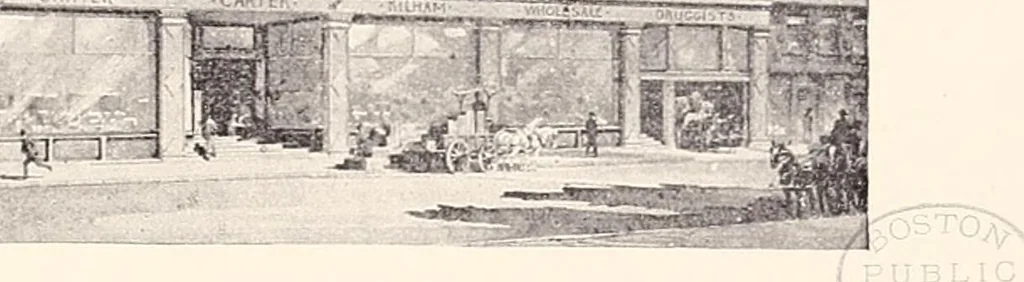 An illustration from A half century of Boston's building : the construction of buildings, the enactment of building laws and ordinances, sanitary laws, the ancient and modern building, building statistics, Boston's valuation, a chapter of Boston's big fire, fire losses, public lands account, prominent architects, contractors and builders, building materials and their source of supply, inspection of buildings, the building and plumbing associations, 1895, leaf 251
