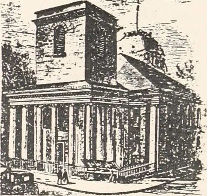 An illustration from A half century of Boston's building : the construction of buildings, the enactment of building laws and ordinances, sanitary laws, the ancient and modern building, building statistics, Boston's valuation, a chapter of Boston's big fire, fire losses, public lands account, prominent architects, contractors and builders, building materials and their source of supply, inspection of buildings, the building and plumbing associations, 1895, leaf 26