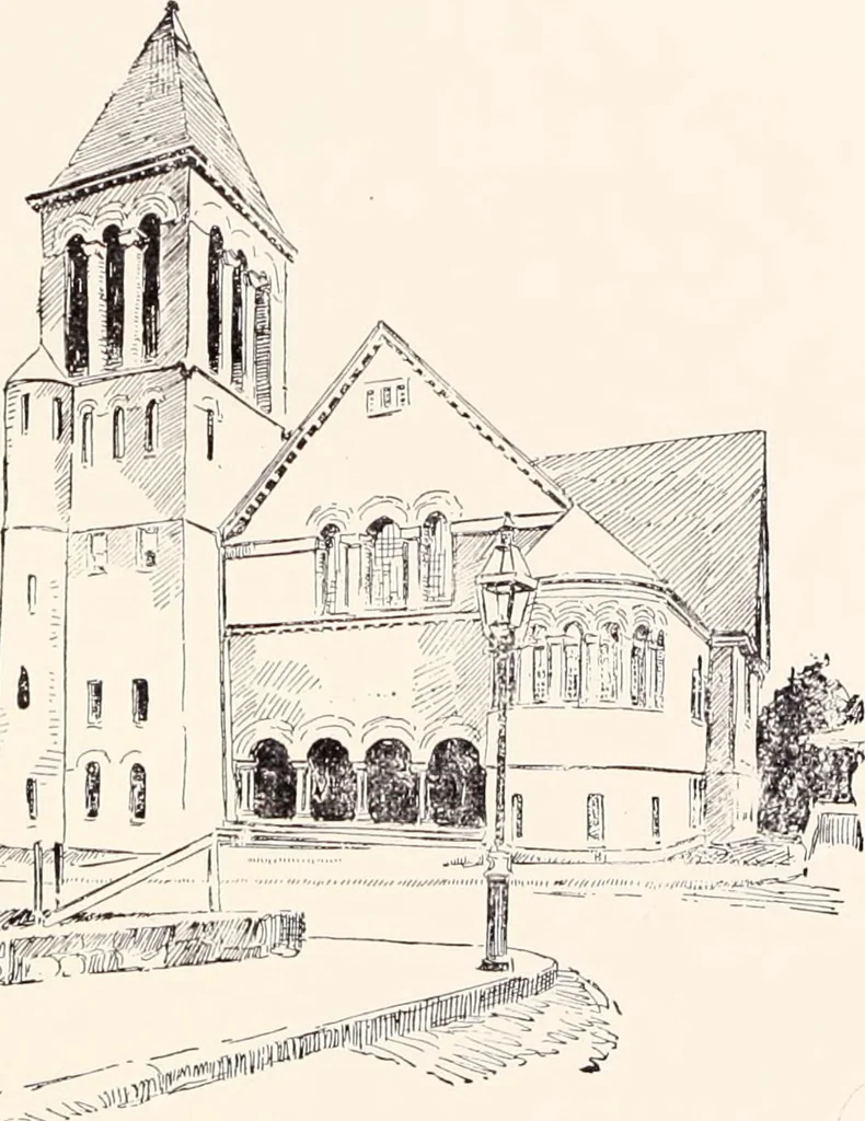 An illustration from A half century of Boston's building : the construction of buildings, the enactment of building laws and ordinances, sanitary laws, the ancient and modern building, building statistics, Boston's valuation, a chapter of Boston's big fire, fire losses, public lands account, prominent architects, contractors and builders, building materials and their source of supply, inspection of buildings, the building and plumbing associations, 1895, leaf 272