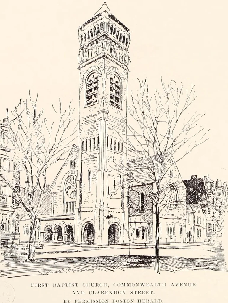 An illustration from A half century of Boston's building : the construction of buildings, the enactment of building laws and ordinances, sanitary laws, the ancient and modern building, building statistics, Boston's valuation, a chapter of Boston's big fire, fire losses, public lands account, prominent architects, contractors and builders, building materials and their source of supply, inspection of buildings, the building and plumbing associations, 1895, leaf 272
