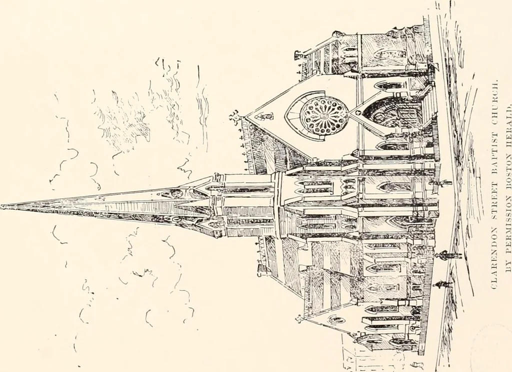An illustration from A half century of Boston's building : the construction of buildings, the enactment of building laws and ordinances, sanitary laws, the ancient and modern building, building statistics, Boston's valuation, a chapter of Boston's big fire, fire losses, public lands account, prominent architects, contractors and builders, building materials and their source of supply, inspection of buildings, the building and plumbing associations, 1895, leaf 287