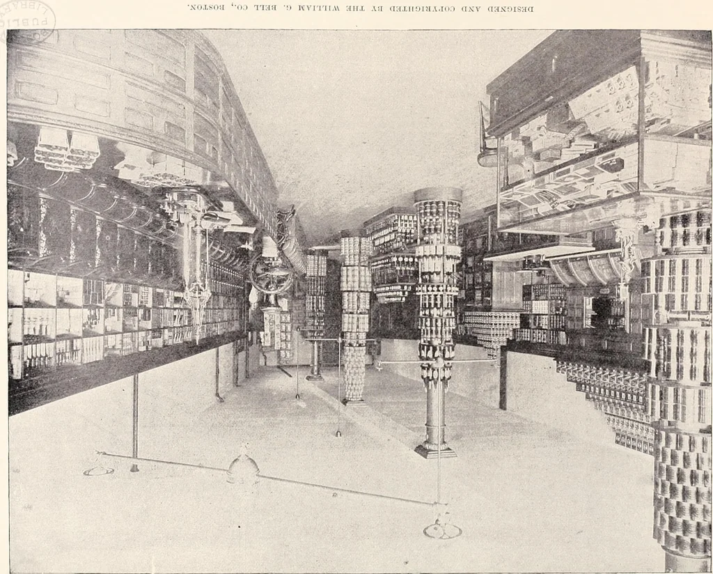 An illustration from A half century of Boston's building : the construction of buildings, the enactment of building laws and ordinances, sanitary laws, the ancient and modern building, building statistics, Boston's valuation, a chapter of Boston's big fire, fire losses, public lands account, prominent architects, contractors and builders, building materials and their source of supply, inspection of buildings, the building and plumbing associations, 1895, leaf 345