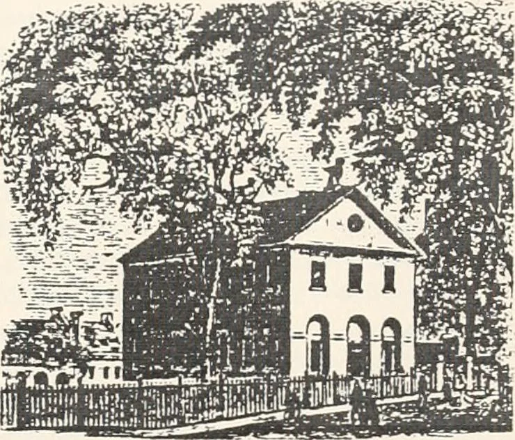 An illustration from A half century of Boston's building : the construction of buildings, the enactment of building laws and ordinances, sanitary laws, the ancient and modern building, building statistics, Boston's valuation, a chapter of Boston's big fire, fire losses, public lands account, prominent architects, contractors and builders, building materials and their source of supply, inspection of buildings, the building and plumbing associations, 1895, leaf 35