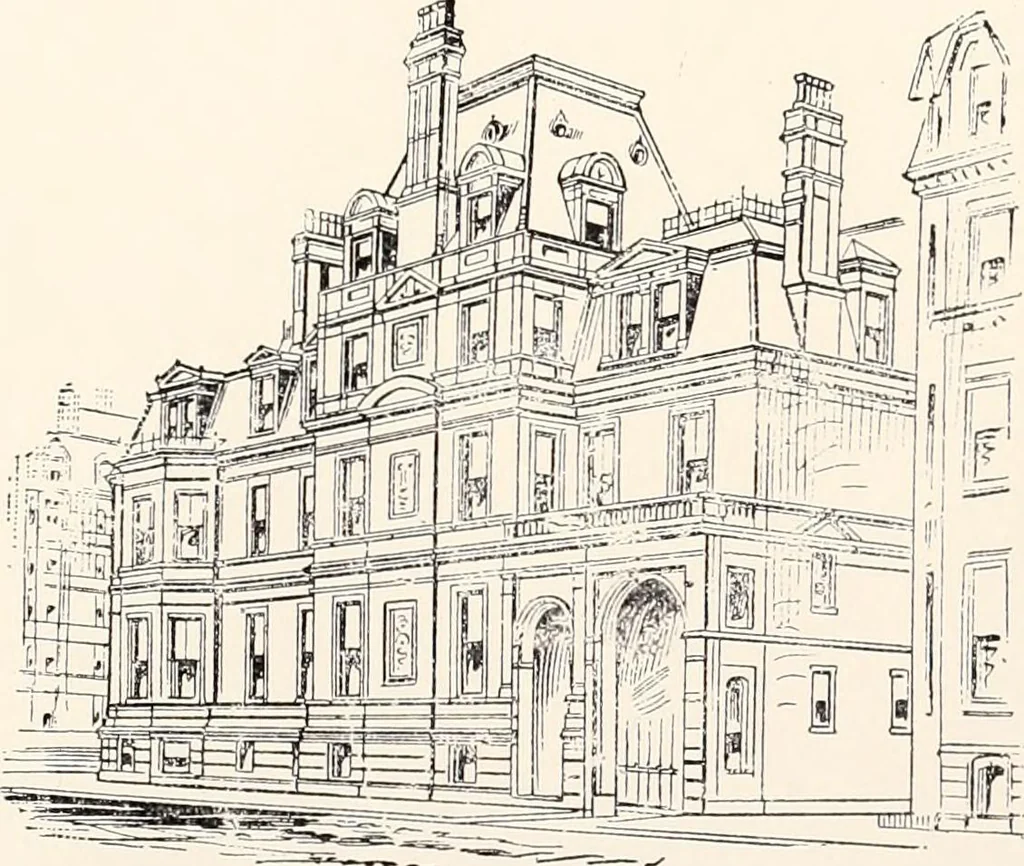 An illustration from A half century of Boston's building : the construction of buildings, the enactment of building laws and ordinances, sanitary laws, the ancient and modern building, building statistics, Boston's valuation, a chapter of Boston's big fire, fire losses, public lands account, prominent architects, contractors and builders, building materials and their source of supply, inspection of buildings, the building and plumbing associations, 1895, leaf 361