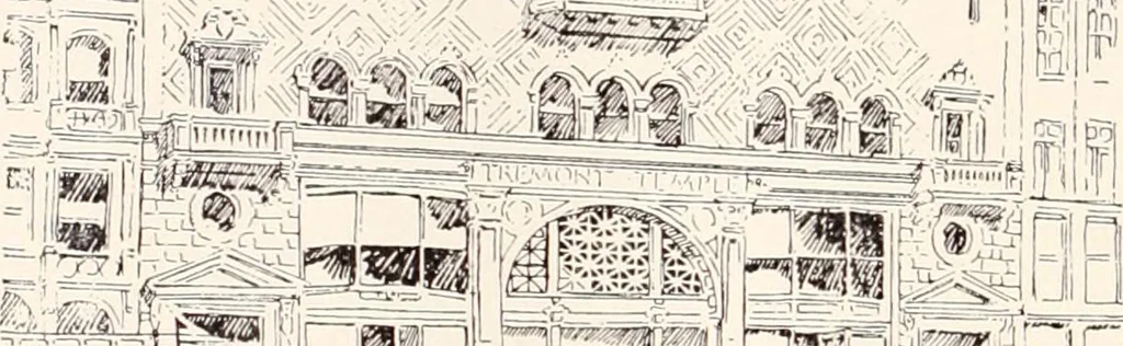 An illustration from A half century of Boston's building : the construction of buildings, the enactment of building laws and ordinances, sanitary laws, the ancient and modern building, building statistics, Boston's valuation, a chapter of Boston's big fire, fire losses, public lands account, prominent architects, contractors and builders, building materials and their source of supply, inspection of buildings, the building and plumbing associations, 1895, leaf 364
