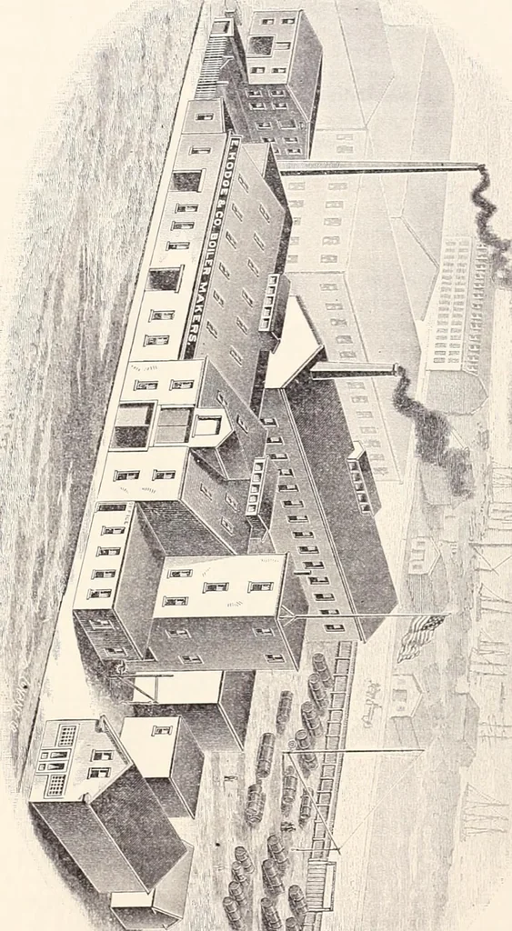 An illustration from A half century of Boston's building : the construction of buildings, the enactment of building laws and ordinances, sanitary laws, the ancient and modern building, building statistics, Boston's valuation, a chapter of Boston's big fire, fire losses, public lands account, prominent architects, contractors and builders, building materials and their source of supply, inspection of buildings, the building and plumbing associations, 1895, leaf 389