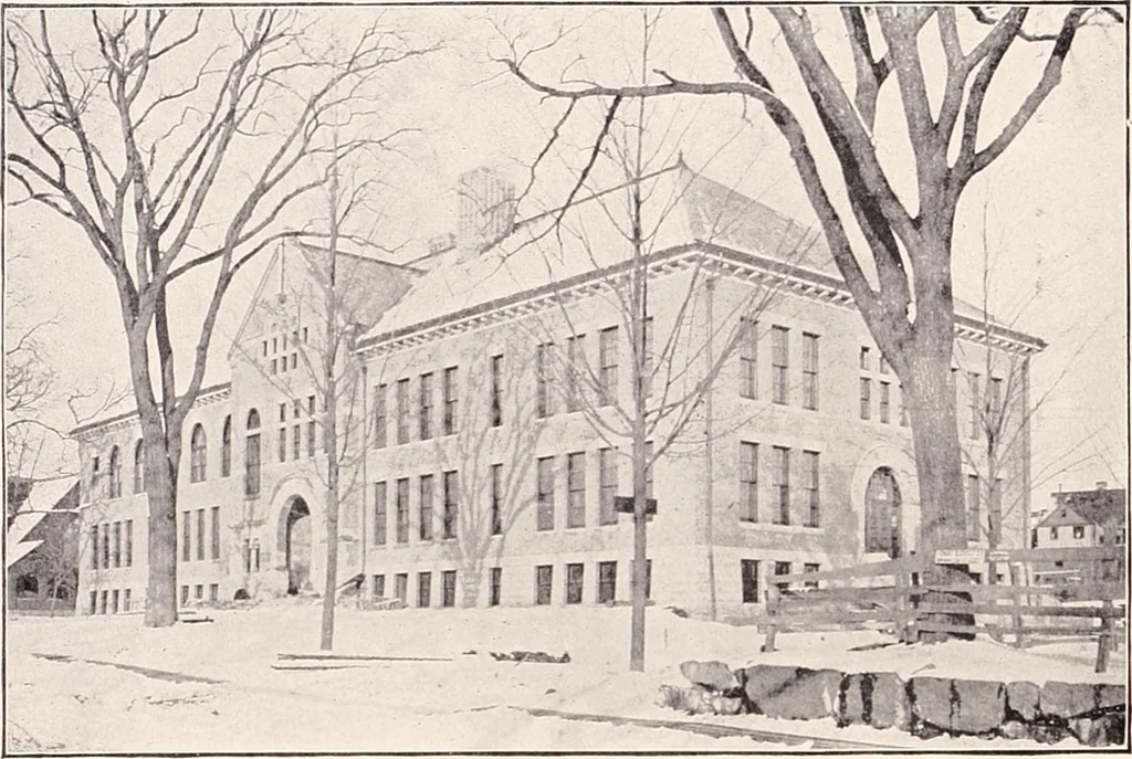An illustration from A half century of Boston's building : the construction of buildings, the enactment of building laws and ordinances, sanitary laws, the ancient and modern building, building statistics, Boston's valuation, a chapter of Boston's big fire, fire losses, public lands account, prominent architects, contractors and builders, building materials and their source of supply, inspection of buildings, the building and plumbing associations, 1895, leaf 452