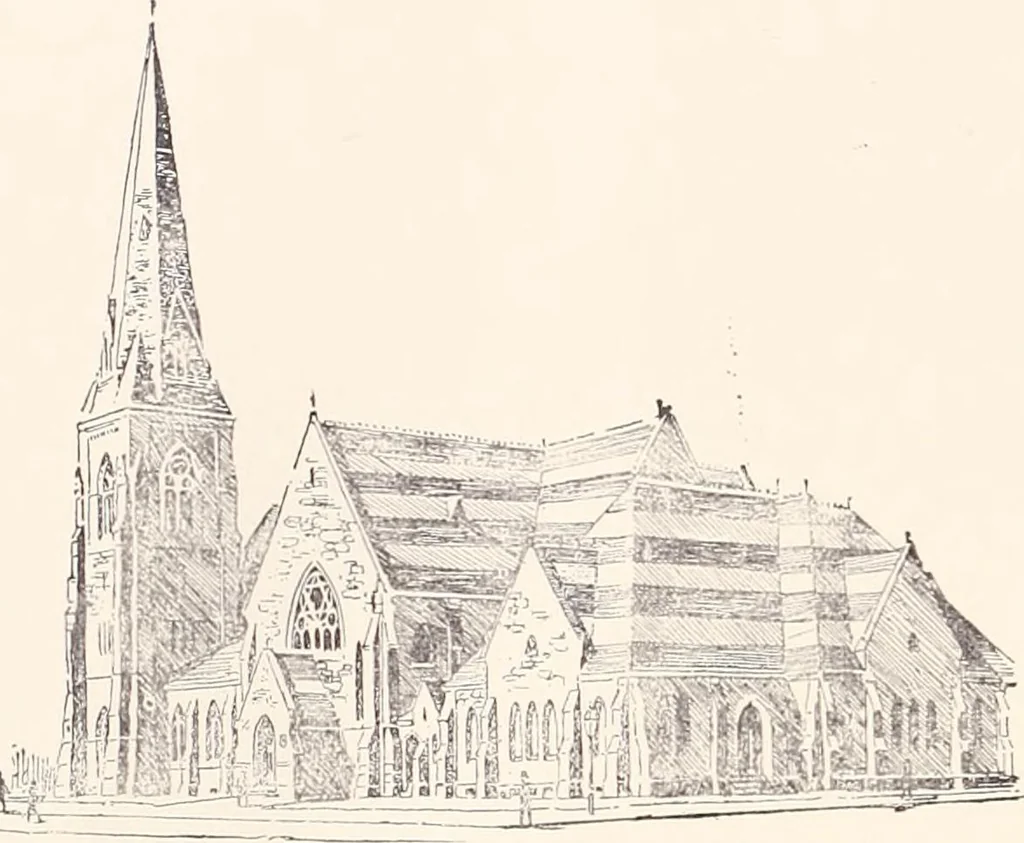 An illustration from A half century of Boston's building : the construction of buildings, the enactment of building laws and ordinances, sanitary laws, the ancient and modern building, building statistics, Boston's valuation, a chapter of Boston's big fire, fire losses, public lands account, prominent architects, contractors and builders, building materials and their source of supply, inspection of buildings, the building and plumbing associations, 1895, leaf 468