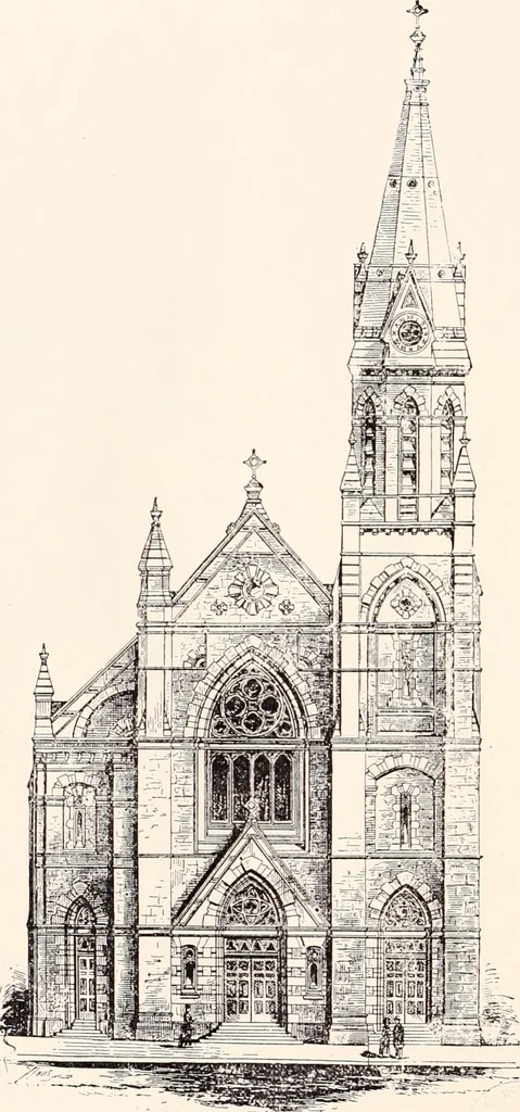 An illustration from A half century of Boston's building : the construction of buildings, the enactment of building laws and ordinances, sanitary laws, the ancient and modern building, building statistics, Boston's valuation, a chapter of Boston's big fire, fire losses, public lands account, prominent architects, contractors and builders, building materials and their source of supply, inspection of buildings, the building and plumbing associations, 1895, leaf 526