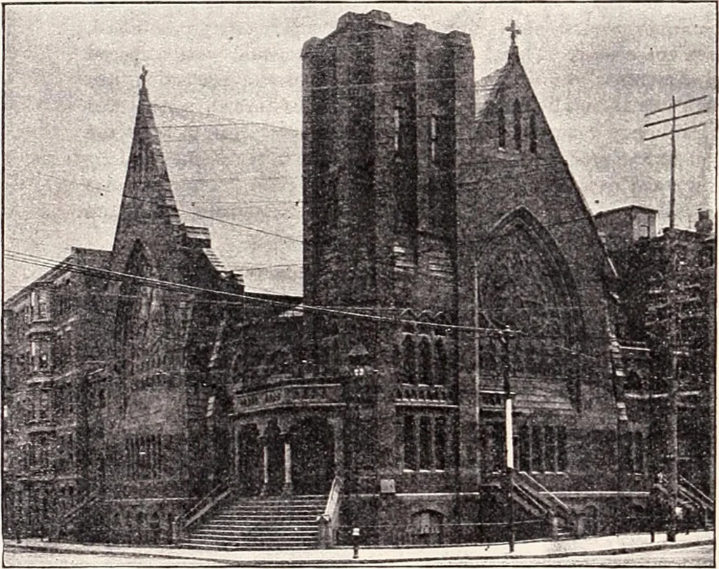 An illustration from A half century of Boston's building : the construction of buildings, the enactment of building laws and ordinances, sanitary laws, the ancient and modern building, building statistics, Boston's valuation, a chapter of Boston's big fire, fire losses, public lands account, prominent architects, contractors and builders, building materials and their source of supply, inspection of buildings, the building and plumbing associations, 1895, leaf 528