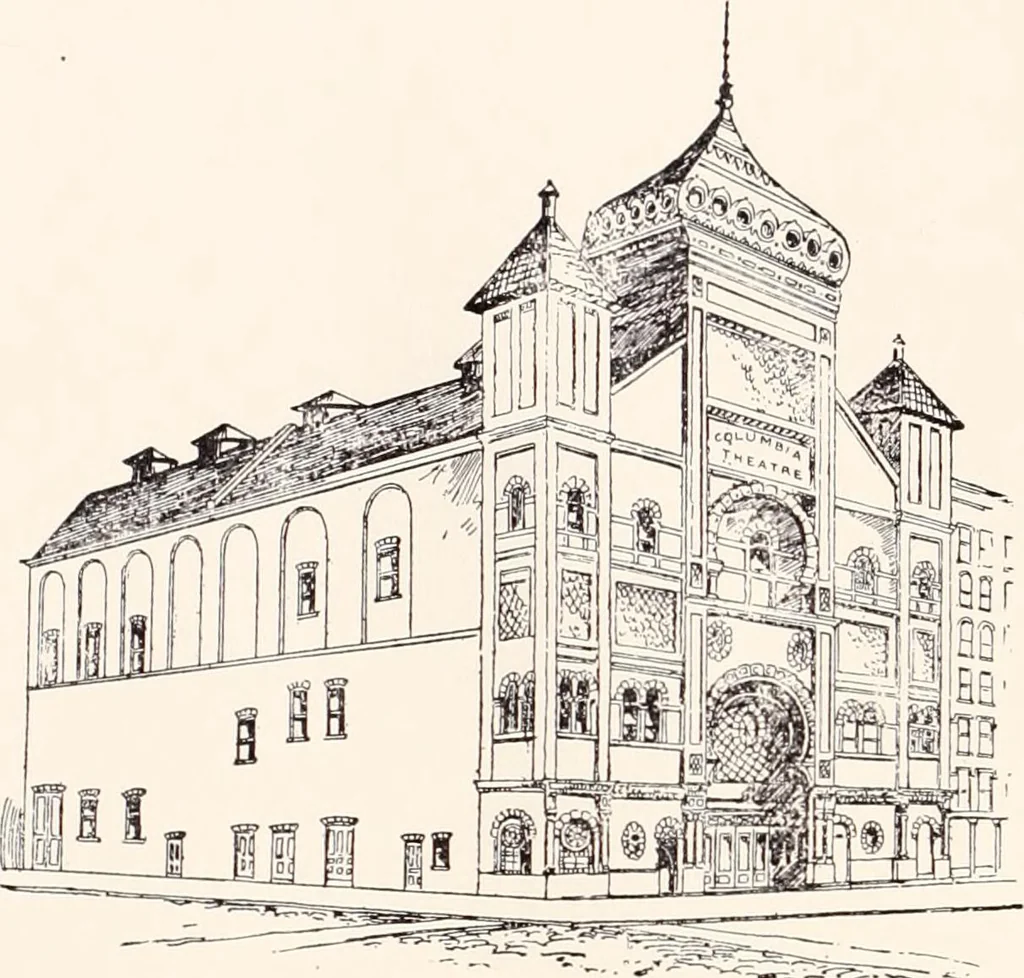 An illustration from A half century of Boston's building : the construction of buildings, the enactment of building laws and ordinances, sanitary laws, the ancient and modern building, building statistics, Boston's valuation, a chapter of Boston's big fire, fire losses, public lands account, prominent architects, contractors and builders, building materials and their source of supply, inspection of buildings, the building and plumbing associations, 1895, leaf 54