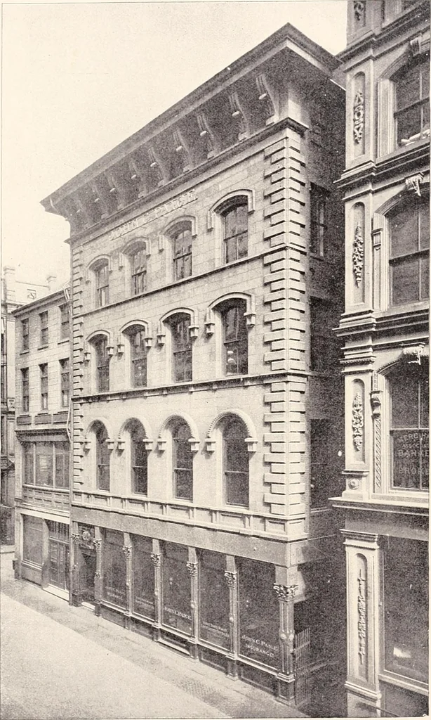 An illustration from A half century of Boston's building : the construction of buildings, the enactment of building laws and ordinances, sanitary laws, the ancient and modern building, building statistics, Boston's valuation, a chapter of Boston's big fire, fire losses, public lands account, prominent architects, contractors and builders, building materials and their source of supply, inspection of buildings, the building and plumbing associations, 1895, leaf 547