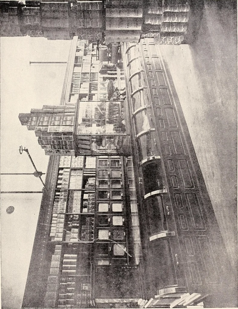 An illustration from A half century of Boston's building : the construction of buildings, the enactment of building laws and ordinances, sanitary laws, the ancient and modern building, building statistics, Boston's valuation, a chapter of Boston's big fire, fire losses, public lands account, prominent architects, contractors and builders, building materials and their source of supply, inspection of buildings, the building and plumbing associations, 1895, leaf 553