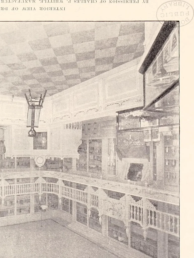 An illustration from A half century of Boston's building : the construction of buildings, the enactment of building laws and ordinances, sanitary laws, the ancient and modern building, building statistics, Boston's valuation, a chapter of Boston's big fire, fire losses, public lands account, prominent architects, contractors and builders, building materials and their source of supply, inspection of buildings, the building and plumbing associations, 1895, leaf 572