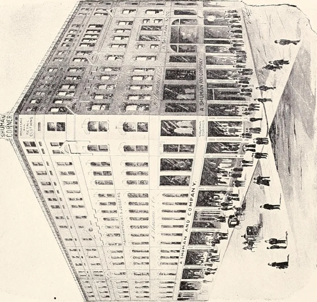 An illustration from A half century of Boston's building : the construction of buildings, the enactment of building laws and ordinances, sanitary laws, the ancient and modern building, building statistics, Boston's valuation, a chapter of Boston's big fire, fire losses, public lands account, prominent architects, contractors and builders, building materials and their source of supply, inspection of buildings, the building and plumbing associations, 1895, leaf 629