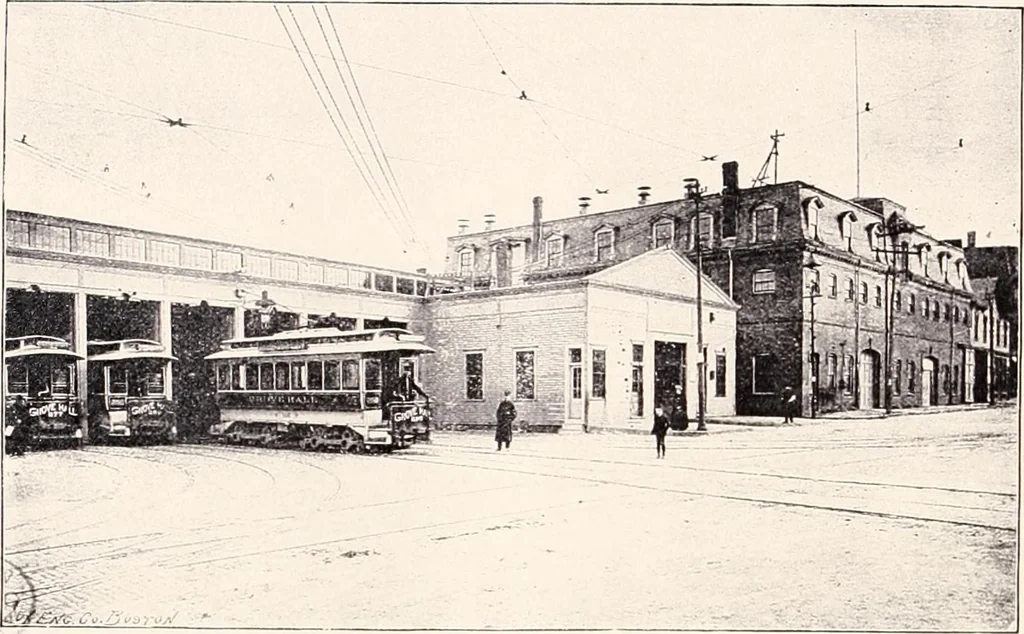 An illustration from A half century of Boston's building : the construction of buildings, the enactment of building laws and ordinances, sanitary laws, the ancient and modern building, building statistics, Boston's valuation, a chapter of Boston's big fire, fire losses, public lands account, prominent architects, contractors and builders, building materials and their source of supply, inspection of buildings, the building and plumbing associations, 1895, leaf 632