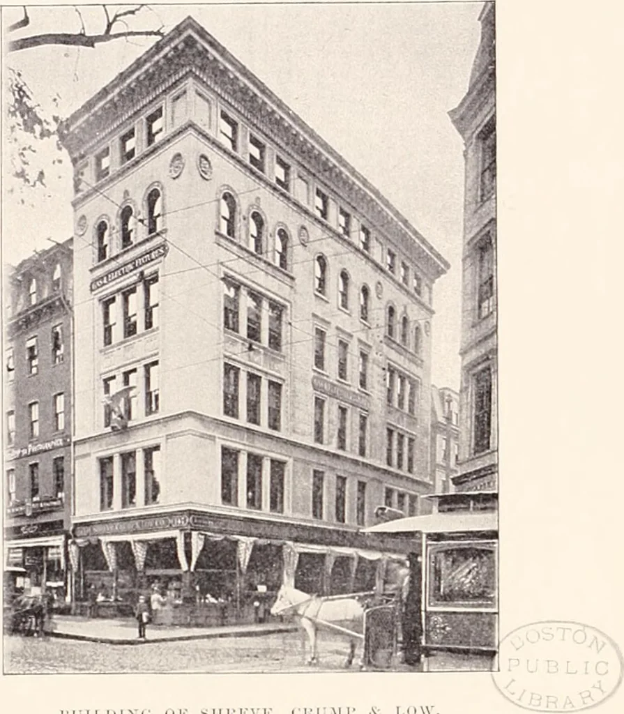 An illustration from A half century of Boston's building : the construction of buildings, the enactment of building laws and ordinances, sanitary laws, the ancient and modern building, building statistics, Boston's valuation, a chapter of Boston's big fire, fire losses, public lands account, prominent architects, contractors and builders, building materials and their source of supply, inspection of buildings, the building and plumbing associations, 1895, leaf 74