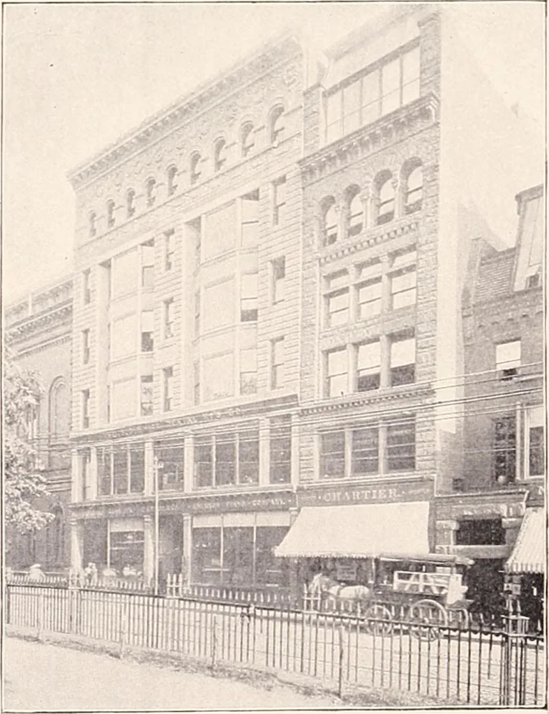 An illustration from A half century of Boston's building : the construction of buildings, the enactment of building laws and ordinances, sanitary laws, the ancient and modern building, building statistics, Boston's valuation, a chapter of Boston's big fire, fire losses, public lands account, prominent architects, contractors and builders, building materials and their source of supply, inspection of buildings, the building and plumbing associations, 1895, leaf 74