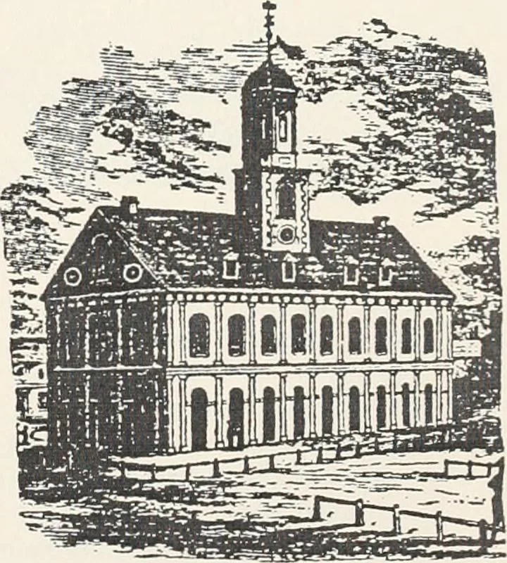 An illustration from A half century of Boston's building : the construction of buildings, the enactment of building laws and ordinances, sanitary laws, the ancient and modern building, building statistics, Boston's valuation, a chapter of Boston's big fire, fire losses, public lands account, prominent architects, contractors and builders, building materials and their source of supply, inspection of buildings, the building and plumbing associations, 1895, leaf 9