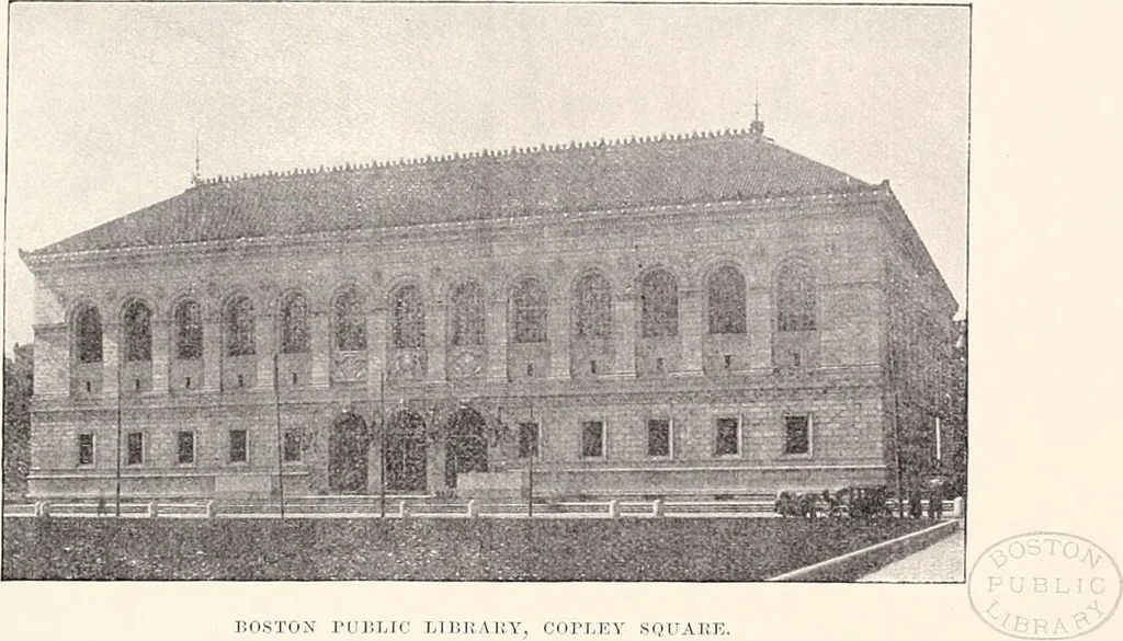 An illustration from A half century of Boston's building : the construction of buildings, the enactment of building laws and ordinances, sanitary laws, the ancient and modern building, building statistics, Boston's valuation, a chapter of Boston's big fire, fire losses, public lands account, prominent architects, contractors and builders, building materials and their source of supply, inspection of buildings, the building and plumbing associations, 1895, leaf 91