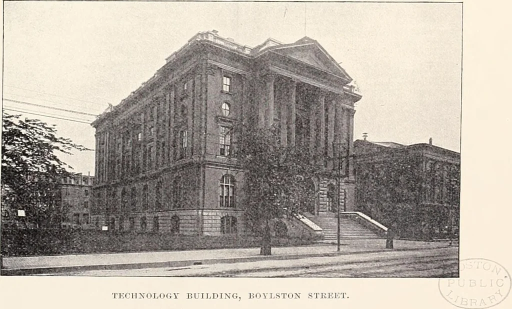 An illustration from A half century of Boston's building : the construction of buildings, the enactment of building laws and ordinances, sanitary laws, the ancient and modern building, building statistics, Boston's valuation, a chapter of Boston's big fire, fire losses, public lands account, prominent architects, contractors and builders, building materials and their source of supply, inspection of buildings, the building and plumbing associations, 1895, leaf 91
