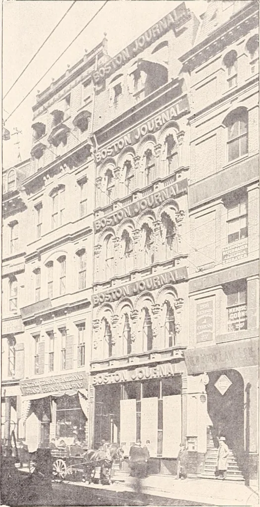 An illustration from A half century of Boston's building : the construction of buildings, the enactment of building laws and ordinances, sanitary laws, the ancient and modern building, building statistics, Boston's valuation, a chapter of Boston's big fire, fire losses, public lands account, prominent architects, contractors and builders, building materials and their source of supply, inspection of buildings, the building and plumbing associations, 1895, leaf 94