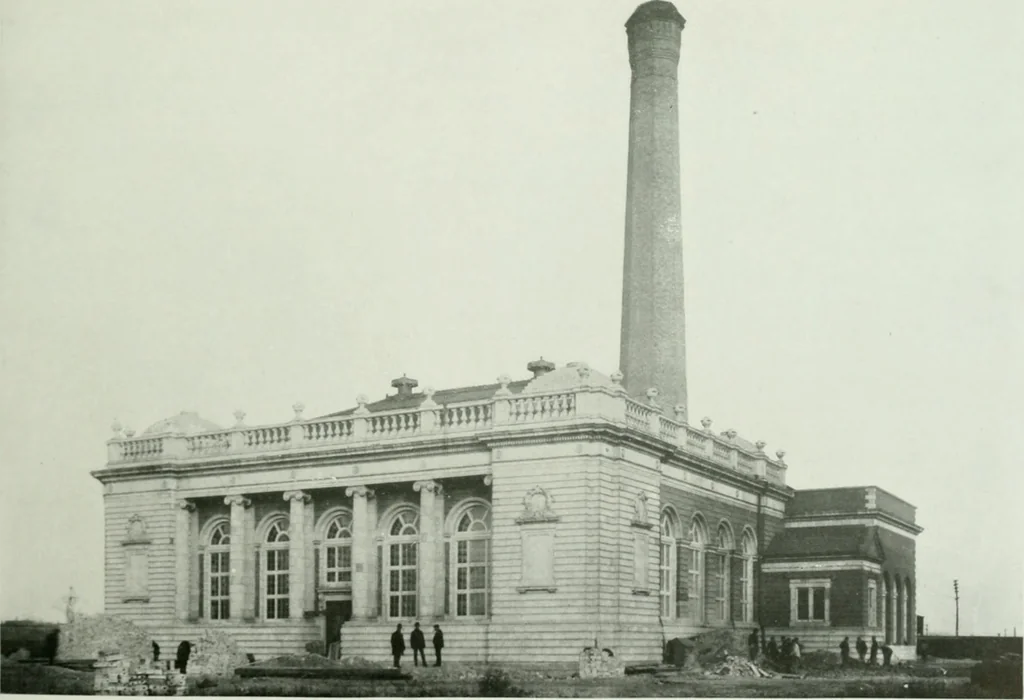 An illustration from A half century of Chicago building : a practical reference guide : all building laws and ordinances brought to date : historical, technical and statistical review of the construction and material development of America's inland metropolis, 1910, leaf 104