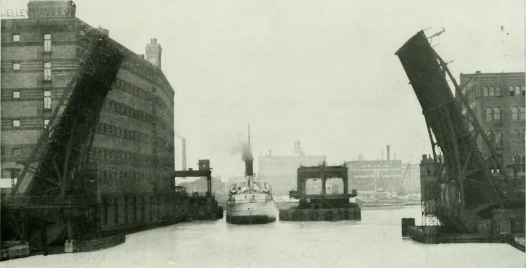 An illustration from A half century of Chicago building : a practical reference guide : all building laws and ordinances brought to date : historical, technical and statistical review of the construction and material development of America's inland metropolis, 1910, leaf 112