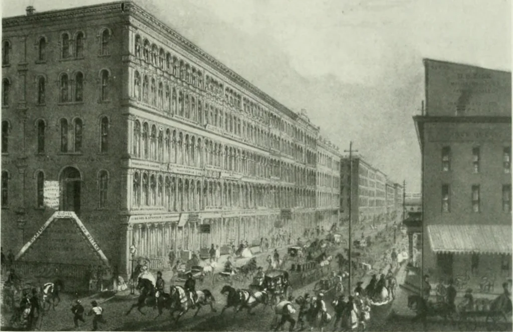 An illustration from A half century of Chicago building : a practical reference guide : all building laws and ordinances brought to date : historical, technical and statistical review of the construction and material development of America's inland metropolis, 1910, leaf 24